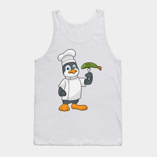 Penguin as Cook with Fish & Cooking apron Tank Top